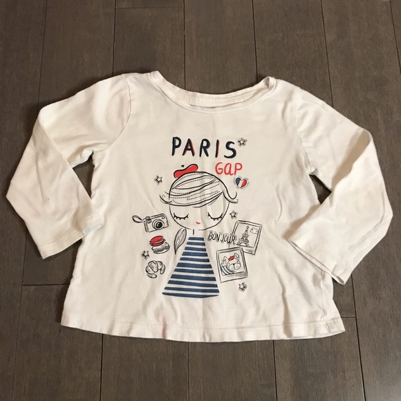 GAP baby white Paris long sleeved white tee - Picture 2 of 8